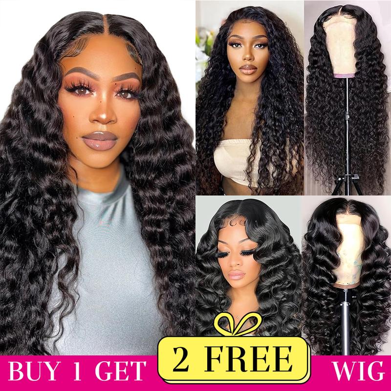 [Combo sale 24"&22"&22"] buy 1 get 3 wig' 13x4 Curly Wave Hair Lace Front Wigs Human Hair Hair Pre Plucked HD Transparent Lace Frontal Human Hair Wigs 180% Density