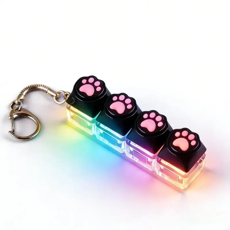 LED Light Keychain Keyboard, Light Up Keys, Press and Click Fidget Toy, Stress Relief Anxiety Relief, Portable Office Desk Accessory, Office Decoration Gift, Fidget Keyring