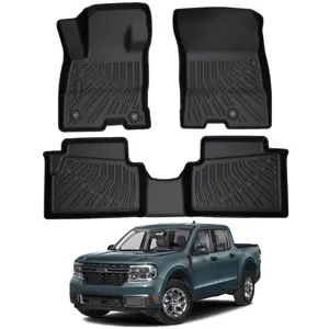 Canvcle Floor Mats Custom Fit for 2022-2025 Ford Maverick Hybrid All Weather TPE Black Front & 2nd Row Car Accessories