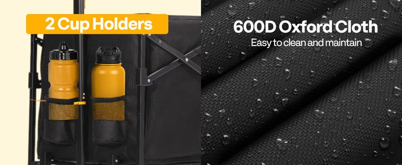 VIVOHOME 48''L Extended Collapsible Wagon Cart with 440lbs Weight Capacity, Heavy Duty 350L Folding Utility Garden Cart with Extended Tailgate and Big All-Terrain Beach Wheels