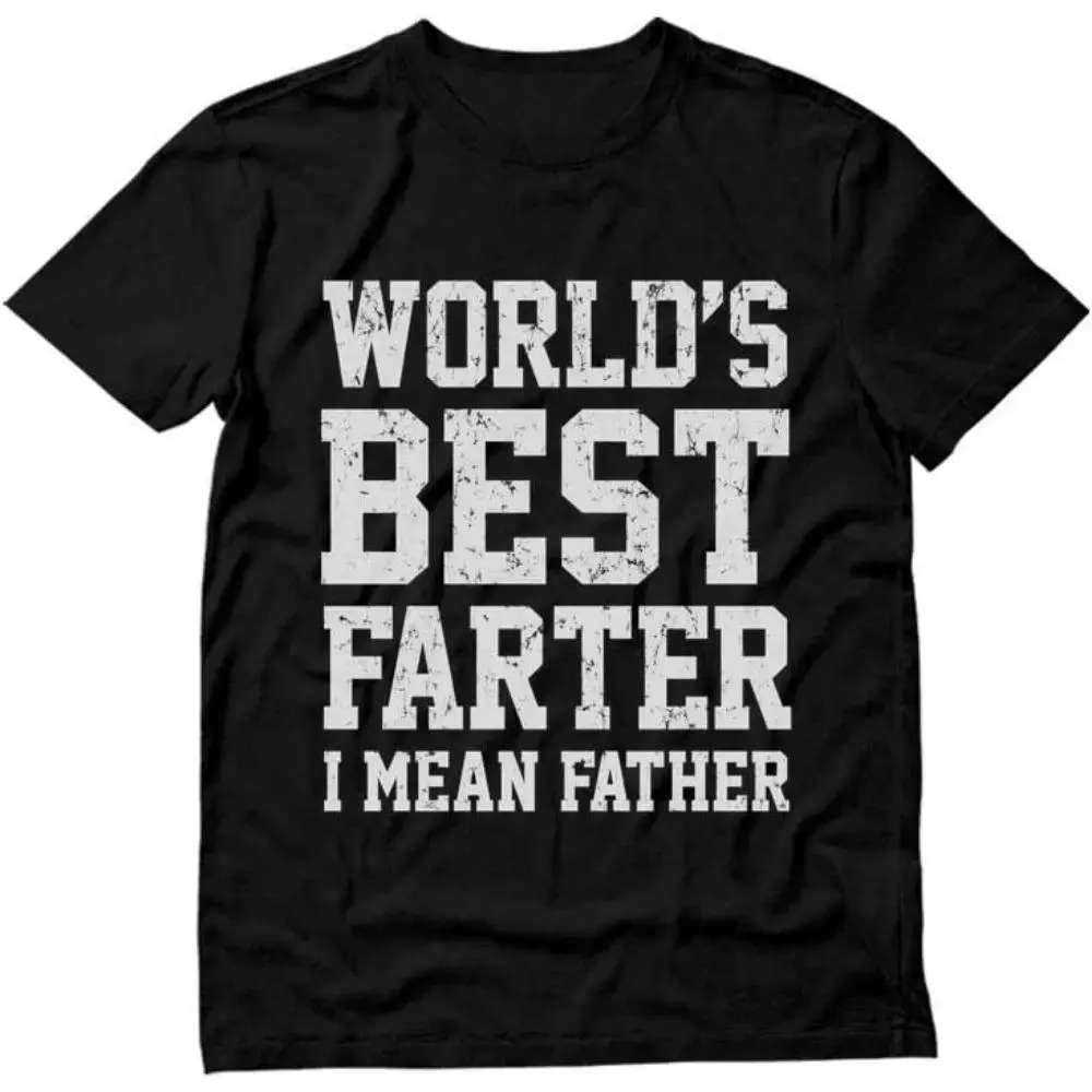 Funny T-Shirt for Dad, Men's Casual 'World's Best Farter' Graphic Print, 100% Cotton Round Neck Seamless Short Sleeve Novelty Gift, Tops, Menswear, Gifts For Boyfriend, Boyfriend Birthday Gift