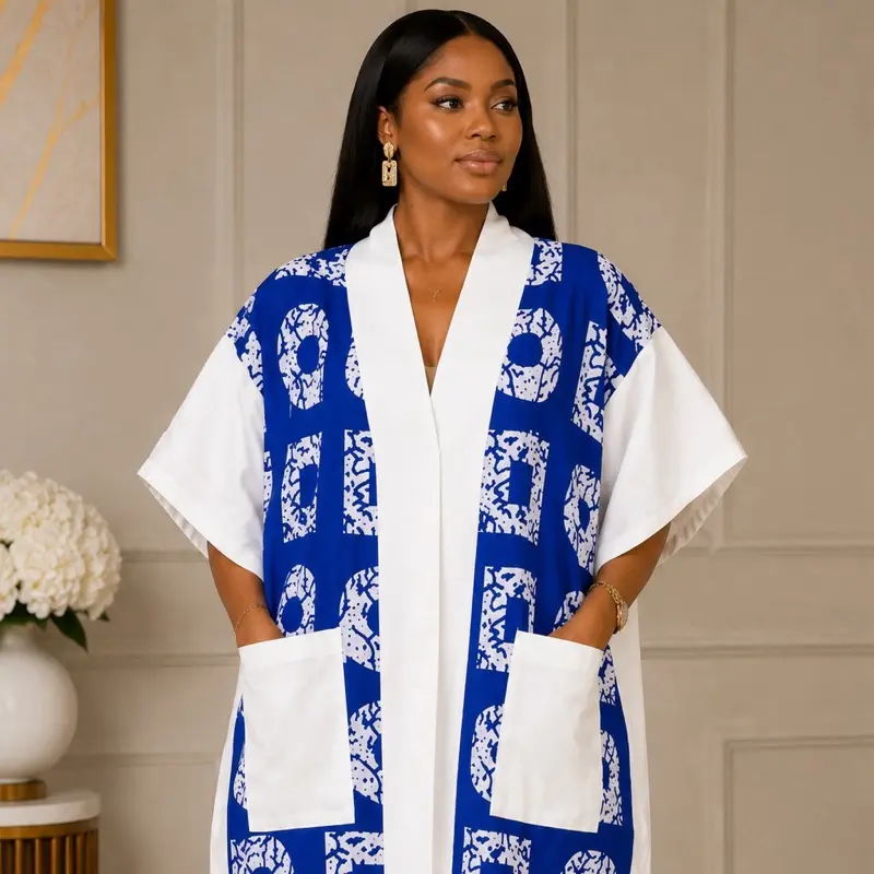 Womenswear African Print Short Kimono Dress