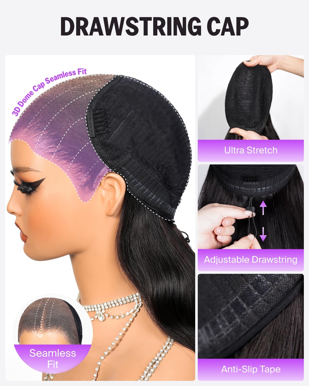 Bling Hair 13x6 Lace Front Wigs Human Hair 180% Density Wear and Go Glueless Wigs Human Hair Pre Plucked Pre Cut Pre Bleached Knots Body Wave Drawstring Ear-to-Ear HD Lace Frontal Wig 24 Inch