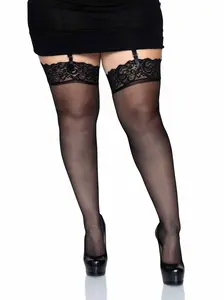 Women's Plus-Size Sheer Lace Thigh-High Stockings, Breathable Fabric for Comfortable Leg Coverage Women's Plus-Size Sheer Lace Thigh-High Stockings, Breathable Fabric for Comfortable Leg Coverage
