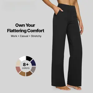 Loose High-Waist Business Casual Pants Yoga Pants Women Wide Leg Pants with Pockets Comfortable Athletic Sweatpants