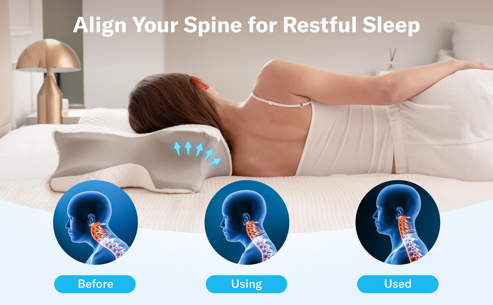 Alcedo Cervical Pillow for Cozy Sleep, Odorless Ergonomic Contour Memory Foam, Orthopedic Bed Pillow for Side, Back, and Stomach Sleepers Alcedo Cervical Pillow for Cozy Sleep, Odorless Ergonomic Contour Memory Foam, Orthopedic Bed Pillow for Side, Back, and Stomach Sleepers