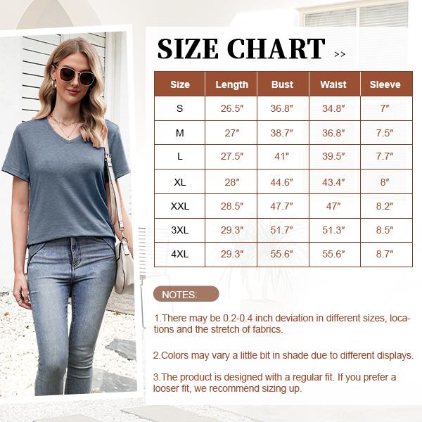 VILIGO Casual V-Neck Plain Tees – Set of 4, Assorted Colors, Flat Hem Soft and Comfortable Womenswear womens basic shirts Summer Top Minimalist Shortsleeve Plus Size Outfits Tshirt Vneck Streetwear