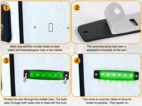 Nilight 10PCS 3.8” 6LED Red Green LED Indicator Light Truck Camper Side Marker Light Marine Boat Navigation Light Yacht Kayak Sailboat Trailer Bus RV Clearance Light 12V DC