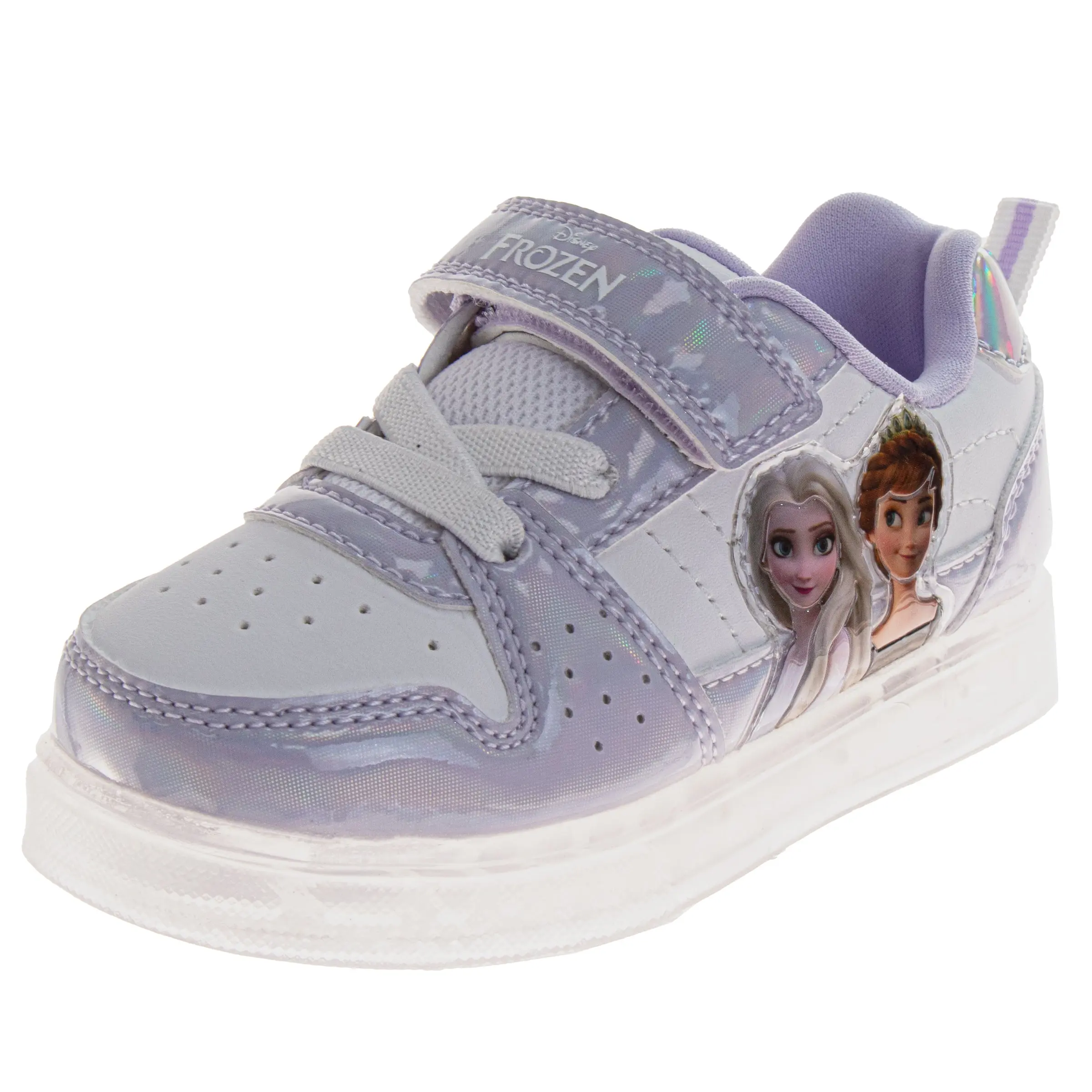 Frozen Sneakers Girls  Elsa and Anna Sparkle Detail Lightweight Athletic Running Shoe Adjustable Closure (Toddler / Little Kid)