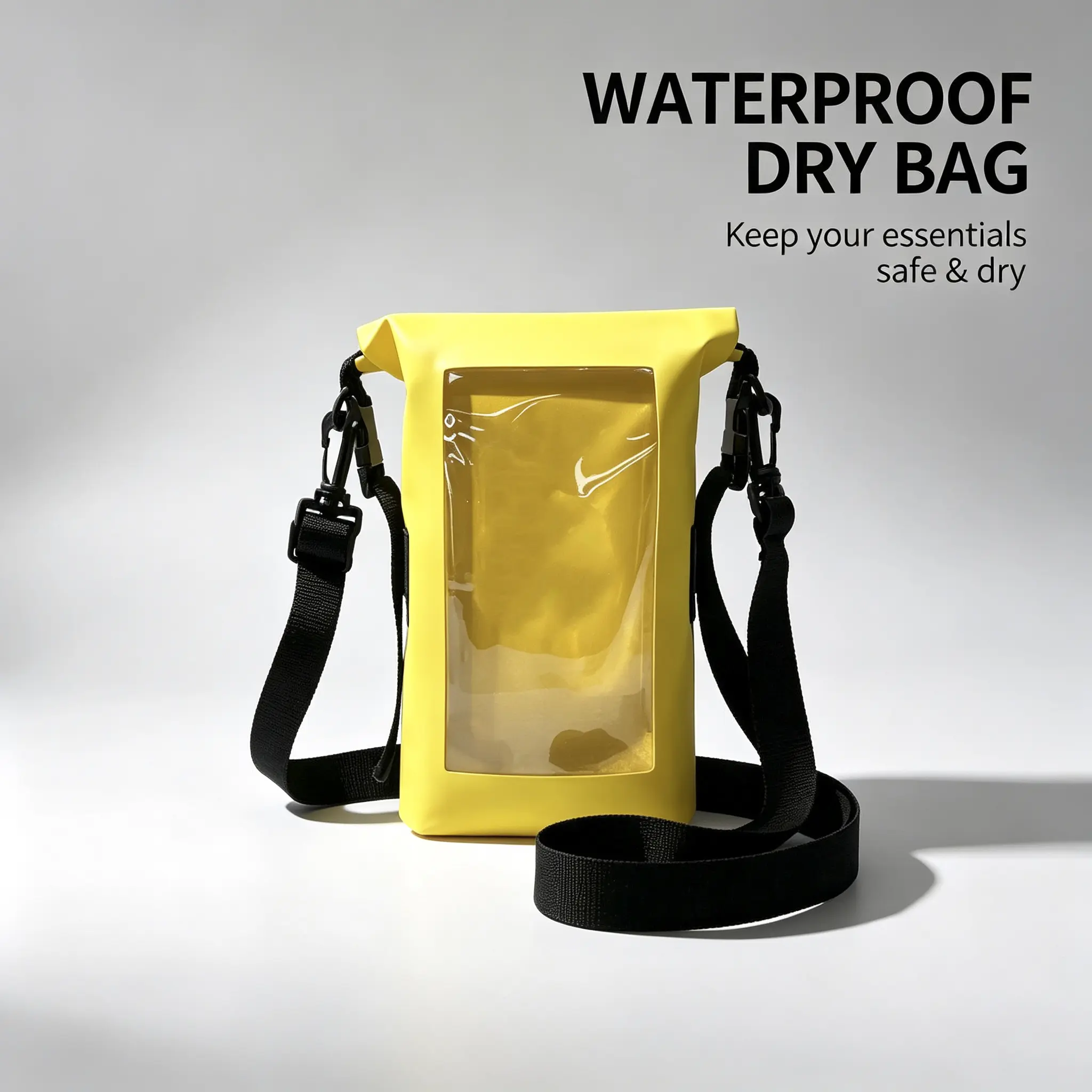 Transparent PVC Waterproof Crossbody Bag with Crossbody Strap - 2L Capacity Water Sports Dry Bag, Touchable Phone Pocket for Swimming Dive