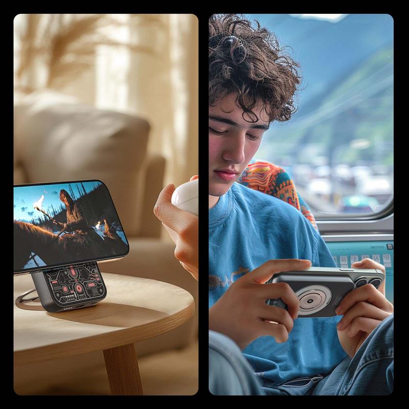 mfish E-Monster 10000 mAh 3-in-1 Foldable Wireless Power Bank,20W USB-C Power Delivery with  Stand,Magsafe-Compatible for iPhone 16/15/14/13/12 Charging Storage Chargeable Smartphone