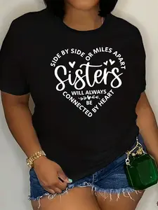 Women's Forever Sisters Sisterhood T-Shirt - Casual Short Sleeve Round Neck Blouse with Sister Graphic, Comfortable Casual Attire Gift for Sisters, Machine Washable Sister Apparel for Birth Order Fans