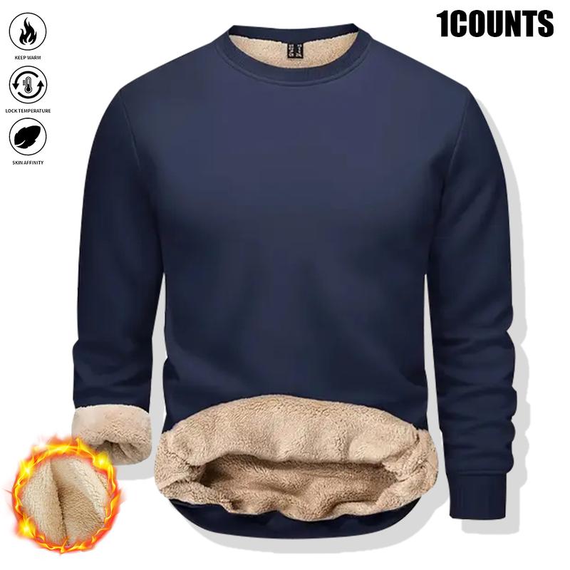 3COUNTS Men's Heavyweight Crew Neck Sweatshirt Autumn Winter Warm Pullover Knitwear No Stretch Fabric Long Sleeve Casual Sports Cold Weather Essential Winter Sweater Outdoor Activities Classic Comfort Fabric Middleweight Windproof