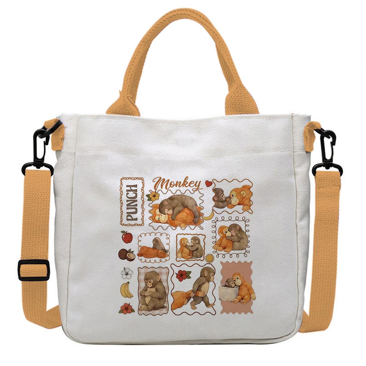 Punch Monkey Canvas Shoulder Bag - Funny "Be Brave" Graphic Crossbody Tote, 9 Inch Daily Work Purse Punch Monkey Canvas Shoulder Bag - Funny "Be Brave" Graphic Crossbody Tote, 9 Inch Daily Work Purse