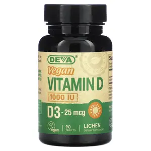 Deva Vegan Vitamin D3, 25 mcg (1,000 IU), 90 Tablets