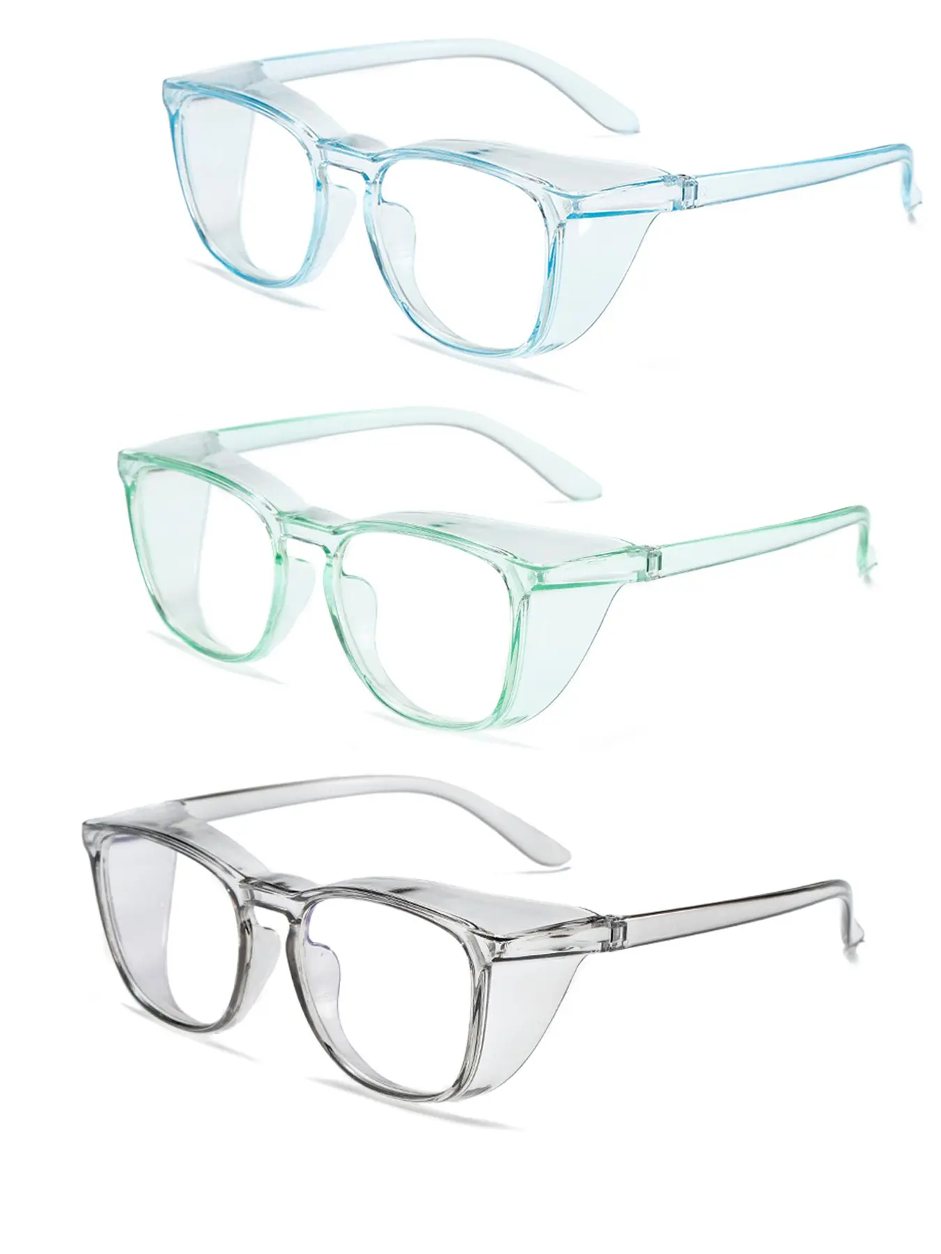 [3pay]Transparent Candy Color Round Safety Glasses, Circle Glasses, Protective Eyewear for Lab Outdoor Care, All-Season Comfort Replacement, Clear Eyeglasses