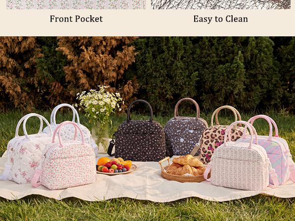 MEXS 2026 Lunch Bag for Women Reusable Lunch Box Quilted Puffer Large Capacity Insulated Cooler Tote Bags Work Travel Picnic