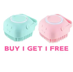 【BUY 1 GET 1 FREE】Pet Bath Soap Dispenser Massage Brush, Silicone Massager Shampoo Dispensing Brush with Soft Bristles for Dogs and Cats,Pets Grooming Shower Massage Brush