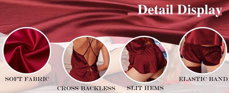 EKOUAER Silk  for Women Satin Cami  Set V Neck Camisole Shorts Set Adjustable Strap set