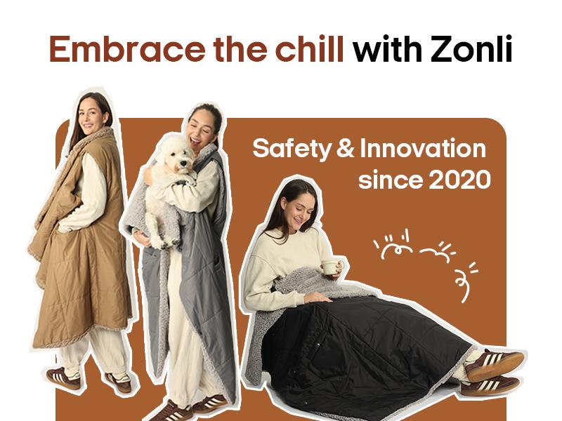 Zonli Outdoor Wearable Heated Electric Blanket 2026 Upgrade (Cordless, USB Powered) – Built-in 10000mAh Power Bank ，8 Heating Pads & 3 Heating Levels | For Travel, Camping, Office, Sofa – Stylish Winter Gift for Women，Machine Washable, Heaters, Durable