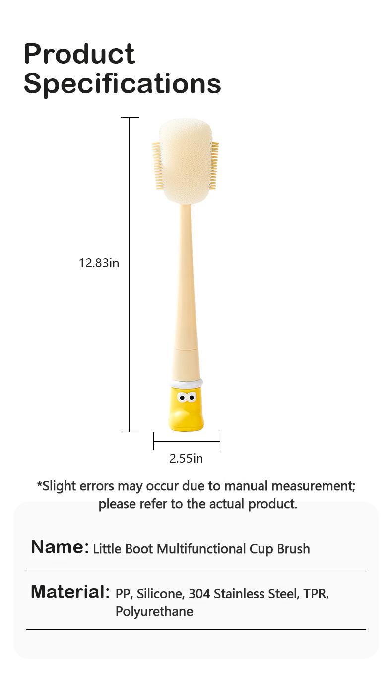 5-in-1 Multifunctional Cup Brush Set - Food-Grade Silicone & Sponge Heads | Rim/Gap/Straw Cleaner for Bottles Mugs