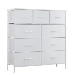 Dresser for Bedroom, Storage Organizer with 9 Drawers, Chest of Drawers with Fabric Bins, Sturdy Metal Frame, Wood Tabletop for Guest Room, Closet, Entryway, 9-Drawer Dresser, Fabric Storage Tower for Bedroom, Hallway, Entryway, Closet, Tall Chest Organiz