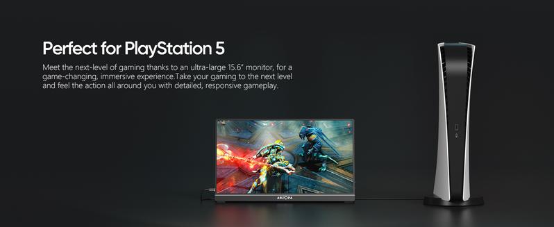ARZOPA 16.1'' 144Hz Portable Monitor with Adjustable Foldable Kickstand, 100% sRGB 1920×1080P Full HD HDR 144HZ Portable Game Monitor, Ultra Slim - Eye Protection-External Second Screen Travel Monitor for Laptop/PC/Mac/PS3/4/5/Xbox Gift Ideas - Z1FC