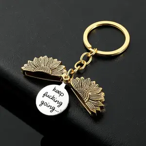 Sunflower Keychain, Engraved Sunflower Keychain Pendant Meaningful  Gift for Women