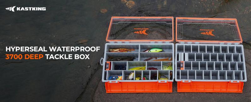 KastKing HyperSeal Waterproof Tackle Box, 3700 Deep Tackle Trays, Fishing Tackle Box Organizer With Removable Dividers, Fishing Gear & Fishing Accessories Storage