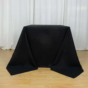 Premium Polyester Square Tablecloth 90"x90" Black - 220GSM Wrinkle-Resistant & Durable Table Cover