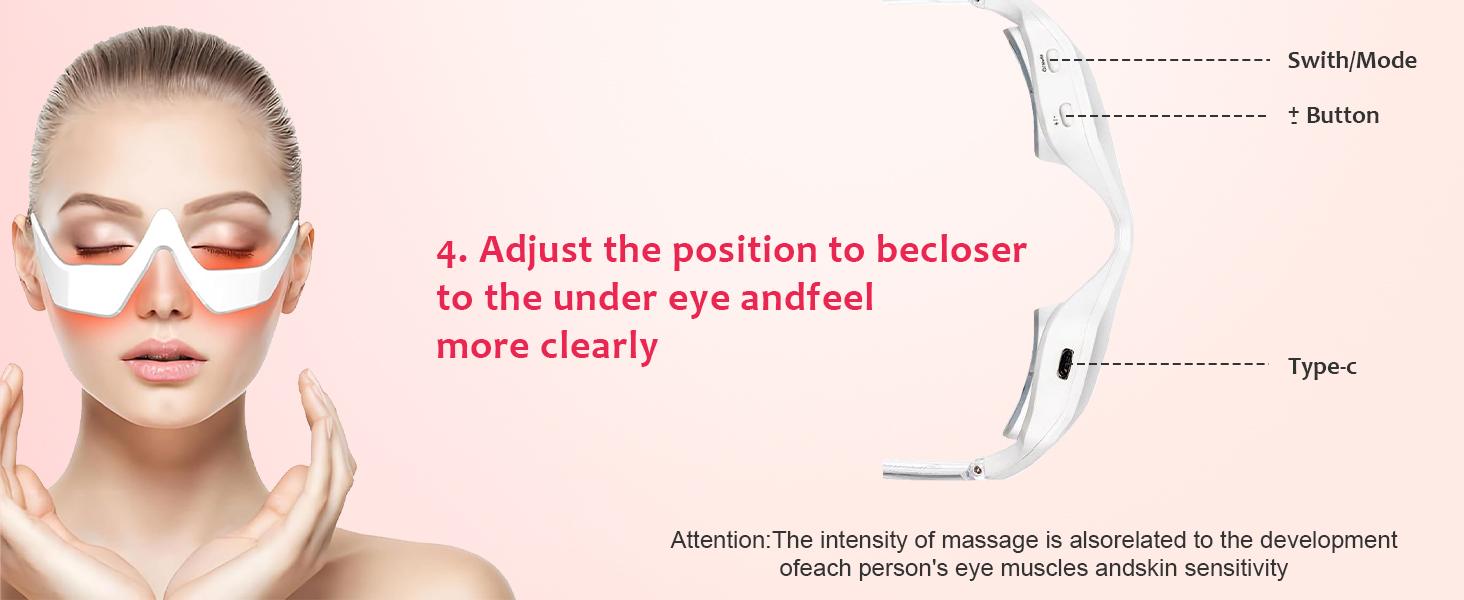 Red Light Therapy Device for Under Eye, Microcurrent Eye face led red light Beauty Device under Eye Massager Eyes Bag Remover for Reduce Dark Circles Puffiness Wrinkles Relax Eye Strain, 660nm Red Light-Therapy Device for Eyes Bag Facial Clear