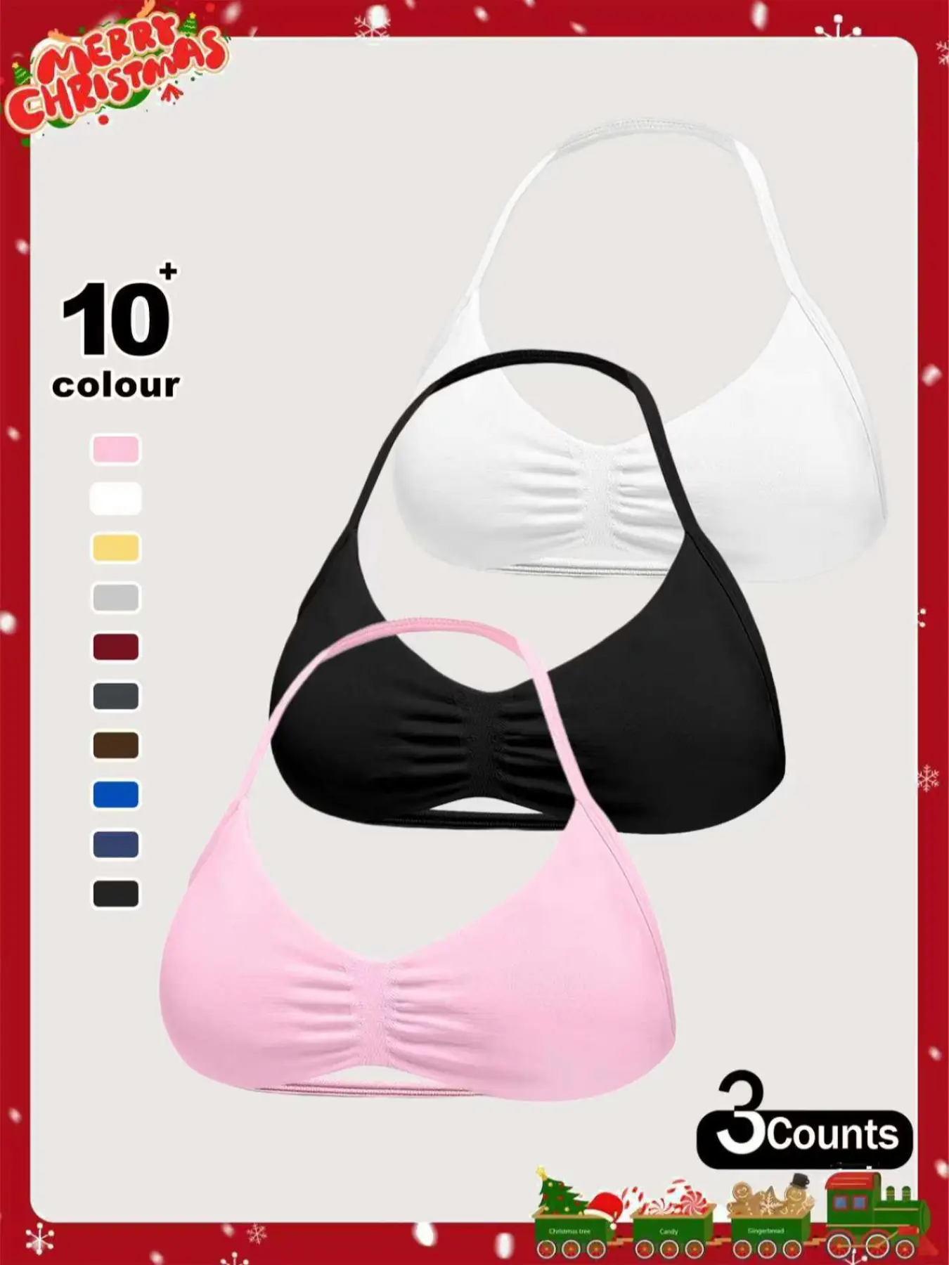 New Solid High Elastic Halter Strappy Sports Bra, Women's Fitness Yoga Tank Top with Padded Bust Support, Comfortable and Stylish Workout Apparel Activewear, Sporty Bra Workout Bras