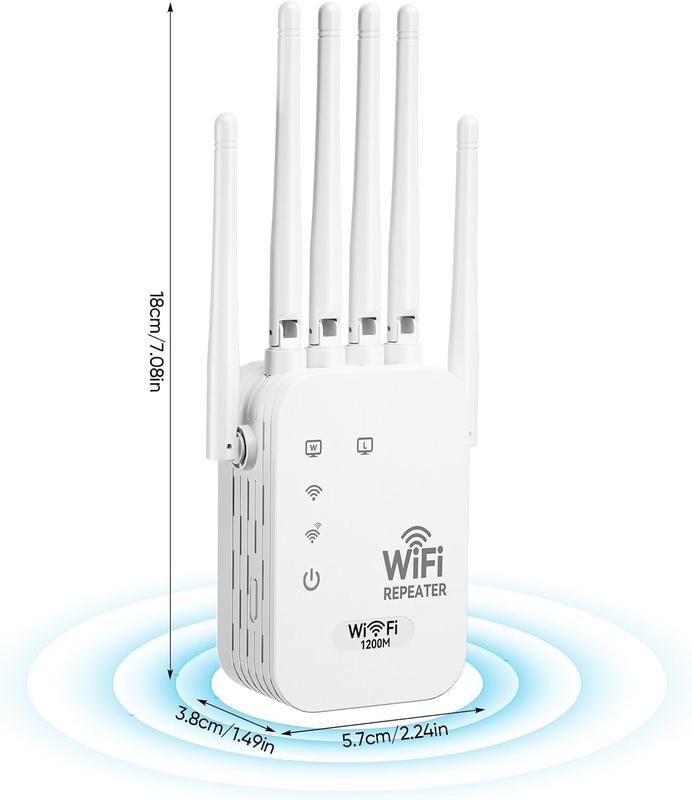 WiFi Extender 2026 6-Antenna Strong Signal, 1200Mbps Dual Band (5GHz/2.4GHz) Booster, Covers 12,000 sq. ft & 100 Devices, Repeater with Gigabit Port & AI Connectivity, Ideal for Home Studios, Remote Workspaces, VR Areas TikTokShopBlackFriday