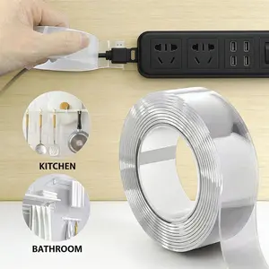 Nano Double Sided Tape, Double Sided Adhesive Tape Heavy Duty(9.85FT), Clear Mounting Tape Picture Hanging Adhesive Strips