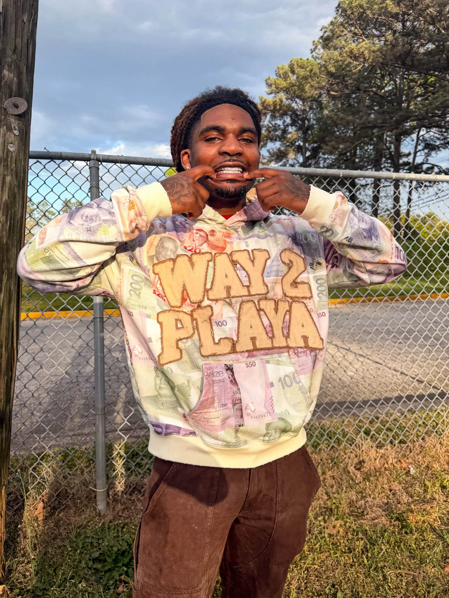 Playa Currency Hoodie Embroidered Graphic
