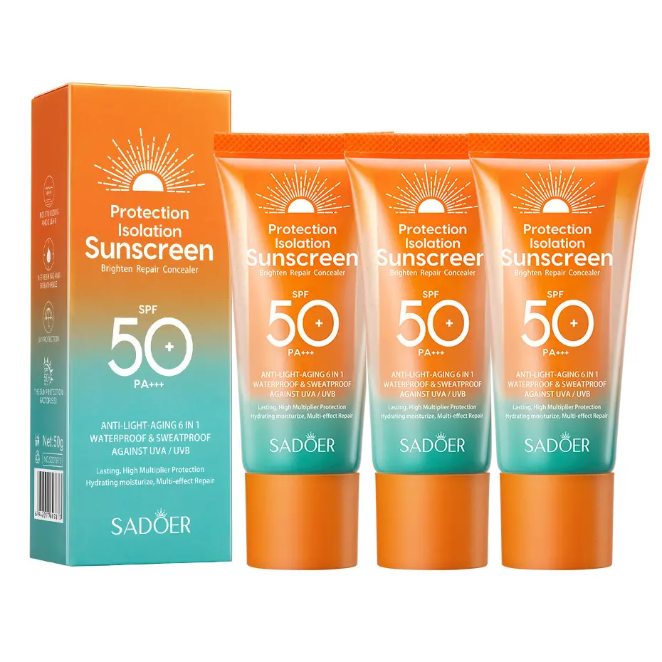 Sunscreen SPF 50, Sun Screen Protector For Face and Body, Broad Spectrum Sunscreen UVA/UVB Protection, Lightweight Non Sticky, Waterproof Sweatproof Long Lasting, No White Cast