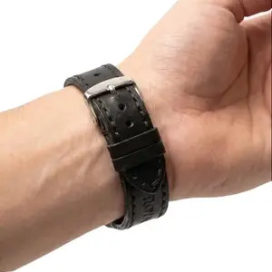 ROYAL Leather Watch Strap – Black Double Stitch, Elegant Design, High-Quality Genuine Leather, Customizable Fit, Comfortable Wear, Durable Structure, Versatile for Formal & Casual Use, Luxurious Feel