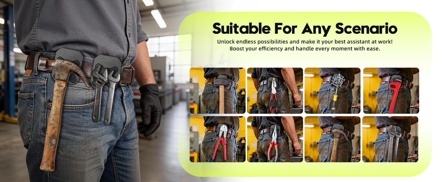 SEESE Magnetic Tool Holder - Versatile Belt Clip with Strong Magnet for Organizing Screws, Nails, Hammers, Wrenches, Pliers, Drill Bits & More,DIY Enthusiast,Lightweight,Home Improve,Homeowner