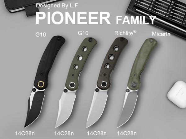 Kizer Pioneer Series 14C28N G10/Richlite/Micarta Thumb Stud ZX-FK03M1 Exclusive Edition, Camping Outdoor Tool, Portable Men EDC Tool