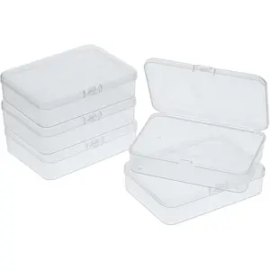 5 Pcs Mini Plastic Storage Containers Box with Lid, Small Storage Containers Travel Case 4X3X1 Inches Clear Rectangle Box Organizer for Collecting Small Items, Beads, Jewelry, Cards, Crafts MOZEAT LENS
