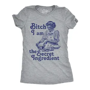 Womens Funny T Shirts Bitch I Am The Secret Ingredient Sarcastic Baking Graphic Novelty Tee for Ladies Funny Womens T Shirts Cute Vintage Fashion Casual Ladies T-Shirt Gift Sarcastic Tops for Women Funny Food Light Grey