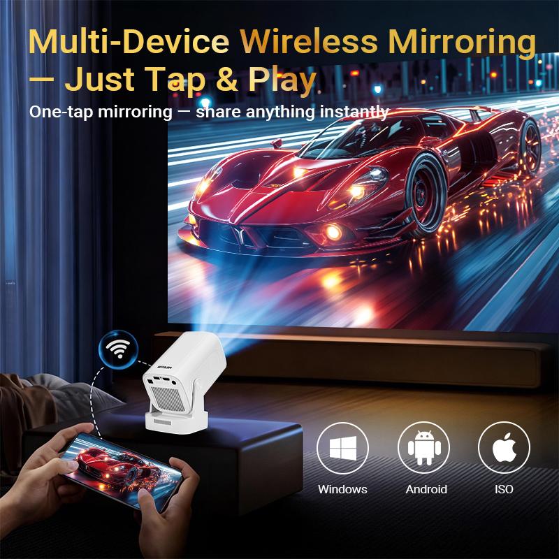 HY260 Pro 1080P Projector 4K Support Auto Focus Quiet Cooling Android 11 Google Voice Control for Home Theater Entertainment