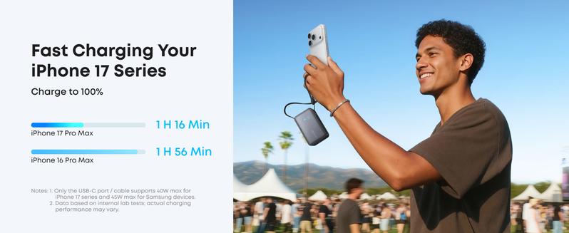 Anker Nano 10,000mAh Compact Power Bank with Retractable Cable and 45W Fast Charging, Travel-Ready and Pocket-Friendly, On-the-Go Charging for iPhone 17/16, iPad, Galaxy, Pixel, and More (Buy and Get Stickers)