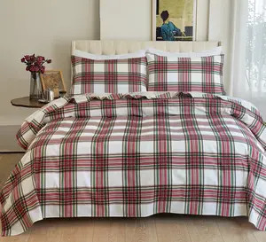 Elegant Comfort 4-Piece 100% Turkish Cotton Flannel Plaid Sheet Set - Soft, Cozy, and Shrink-Resistant Bedding