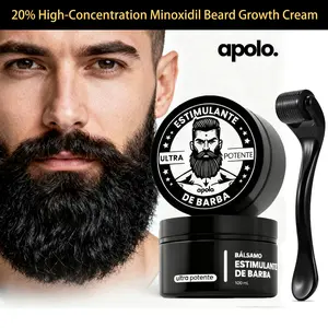 20% High-Concentration Minoxidil Beard Growth Cream Gift Set， Men's Special Thickening Formula, Max-Strength Beard Stimulant Cream, Target Alopecia Beard, Hyper-Fast Follicle Activation & Sparse Repair, Delivers Full Perfect Beard