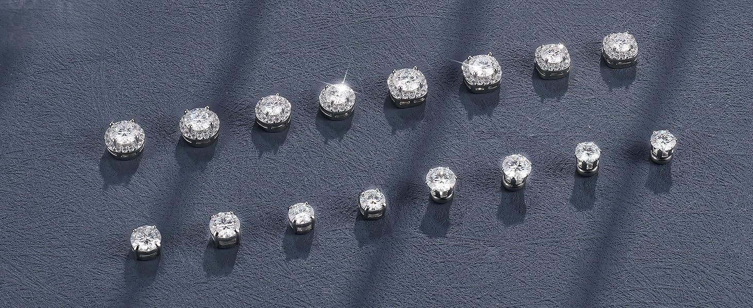 Fashonable Non Pierced Synthetic Moissanite Magnetic Earrings for Women 18K White Gold Plated Hypoallergenic Stainless Steel Fake  Earrings