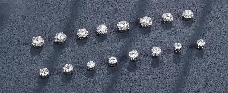 Fashonable Non Pierced Synthetic Moissanite Magnetic Earrings for Women 18K White Gold Plated Hypoallergenic Stainless Steel Fake  Earrings