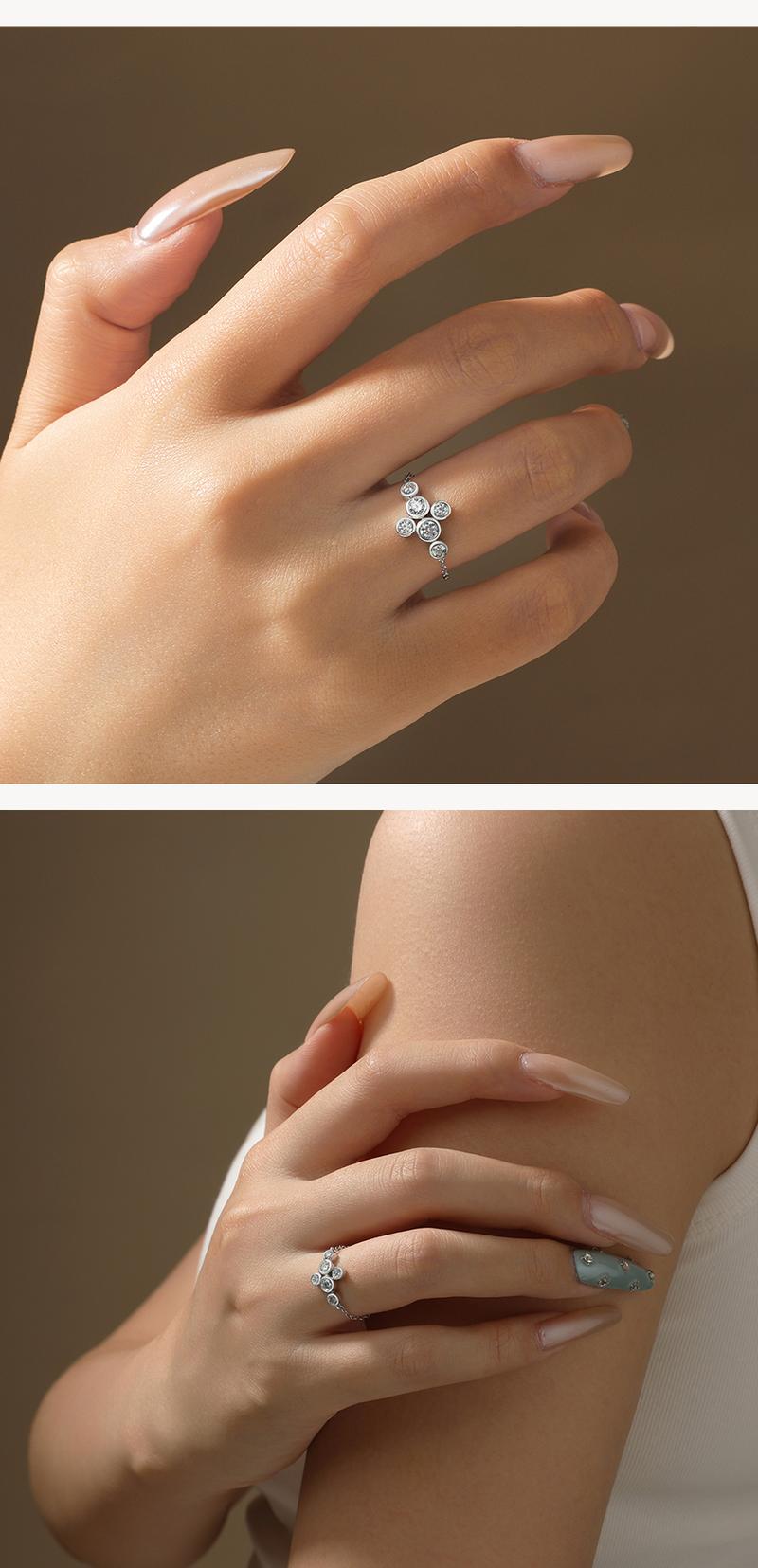 ATTAGEMS D VVS1 Color Lab-Created Moissanite Ring Chain Type 925 Sterling SIlver Daily Wear Design Party Travel Birthday Rings Fine Jewelry Gift R305