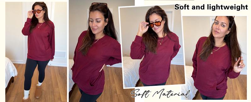 AUSELILY Women's X Crewneck Hoodless Sweatshirt With Kangaroo Pocket  Fleece Longsleeve Casual Style Shirt  Lightweight Pullover 2025 New X Decoration