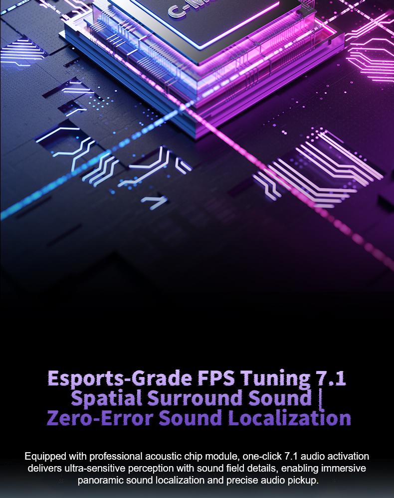 AULA G7 Pro Pink Wireless Gaming Headphones with Mic, 7.1 Surround Sound, Ultra-Low Latency, RGB Over-Ear with Noise-Canceling Mic